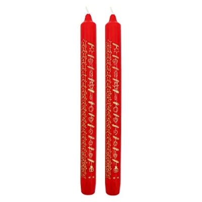 Abbildung von Ebersbacher Kerzenfabrik GmbH Adventskalenderkerzen Sterne rot mit goldenem Druck 2 Stück ca. (ØxH) 22 x 250 mm