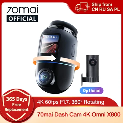 Abbildung von 70mai 4K Omni X800 Dashcam mit 128 GB Speicherkarte, 360 drehbar (4K Ultra HD, WLAN (Wi Fi), Starvis 2 IMX678 Bildsensor, Integriertes GPS &amp; ADAS, Super Nachtsicht, f/1.7, App Steuerung)