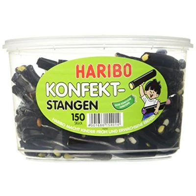 Abbildung von 4 Dosen Haribo Lakritz Mischung Salino, Schnecken, Viola und Konfektstangen (2x 1200g, 1x 1148g) 1500g,