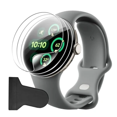 Abbildung von Heioloo 3 Stück für Google Pixel Watch 45mm Schutzfolie, Displayschutz HD Flexible Folie TPU Displayschutzfolie, Anti Kratz, Wasserdicht, Öl, Ultrabeständig