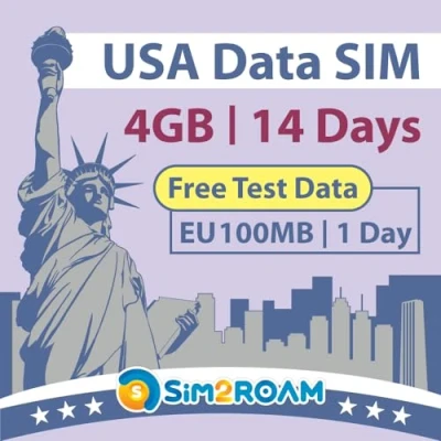 Abbildung von USA Daten NUR SIM Karte 14 Tage 4GB von 4G LTE Internetdaten KOSTENLOSE Testdaten 100MB/1Tag in Europa Reise Doppelte lokale Anbieter, AT&amp;T &amp; T Mobile Prepaid