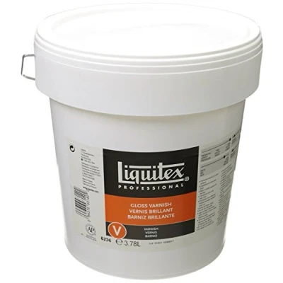 Abbildung von Liquitex 6236 Glanz Firniss, Fixativ für Acrylfarben, glänzender Oberflächenschutz, 3,78 Liter Eimer