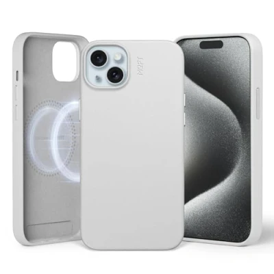 Abbildung von MOFT Magnetische Hülle für iPhone 15 Plus Kompatibel mit MagSafe, MOVAS Vegane Lederhülle, Weiches Berührungsgefühl, Farbbeständigkeit, Kratz &amp; Schmutzabweisend, Leicht zu Reinigen, Misty Cove