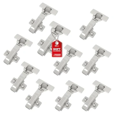 Abbildung von SO TECH® Türbeschlag SMOOTH Topfband T45 Scharnier Eckanschlag Komplettset (10 St), 10er Set Standard gedämpft mit Kreuzplatte