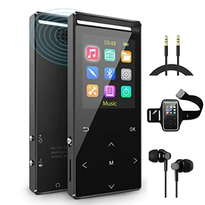 Abbildung von 64GB MP3 Player, MUSRUN Player mit Bluetooth Armtasche, HiFi, AUX Record, Sleeptimer, FM, FM Schwarz Matt