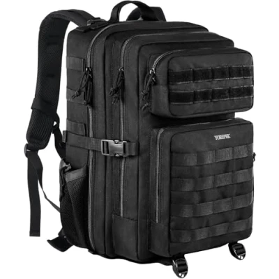 Abbildung von YOREPEK Großer Militär Rucksack Herren, 40L Outdoor Armee Wasserdicht Taktischer Bundeswehr Rucksäcke Molle Assault Survival Tactical Travel Backpack für Camping Trekking Wandern Reise Arbeit, Schwarz