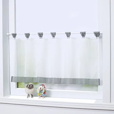 Abbildung von Joyswahl Bistrogardine Voile Schlaufen Scheibengardine Mia Küchen Transparenter Vorhang HxB 60x90cm Grau 1er Pack