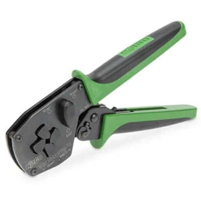 Abbildung von WAGO Crimp Zange Variocrimp 16 206 1216 Bereich 6 mm², 10 mm² für Aderendhülsen mit und ohne Kunststoffkragen, entriegelbare Zwangssperre eine gasdichte Crimpung