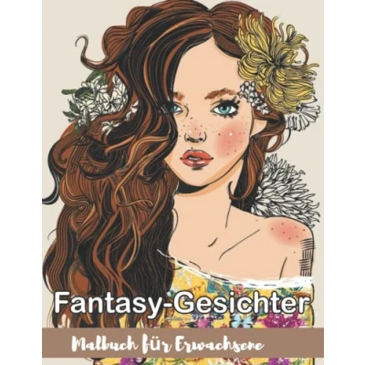 Abbildung von Fantasy Gesichter Malbuch für Erwachsene: Frauen mit Graustufen Malvorlagen Erwachsene