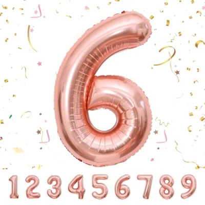 Abbildung von Geburtstag zahlen luftballon 6 jahre Roségold Folienballon XXL Riesen in 40&quot; 101cm Geburtstagsdeko Ballon Zahl Deko zum .Fliegt mit Helium