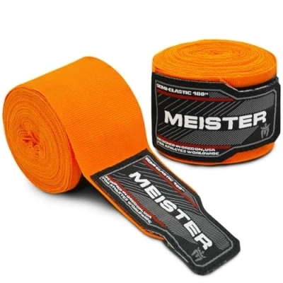 Abbildung von Meister Erwachsene 180 Zoll (457cm) Semi Elastische Handbandagen für MMA &amp; Boxen (Paar) Orange