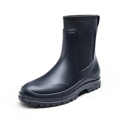 Abbildung von DREAM PAIRS Wasserdicht Regenstiefel Damen Bequem Gummistiefel Halbhoch Chelsea Boots mit Rutschfest Sohle,Size 37,Navy Pvc,SDRB2406W E