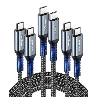 Abbildung von Nimaso USB C auf Kabel [3 Pack/0.3M+1M+2M],USB Typ PD Ladekabel 60W 20V/3A für Galaxy S23 S22 S21 S20 S10 A53,Note 10,Huawei P30 P20,Google Pixel 3a/3a XL,iPad Pro 2021/2020/2018,MacBook