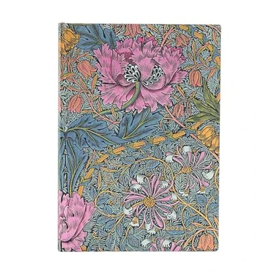 Abbildung von Morris Pink Honeysuckle (William Morris) Midi 18 month Horizontal Softcover Flexi Dayplanner 2025 (Elastic Band Closure)