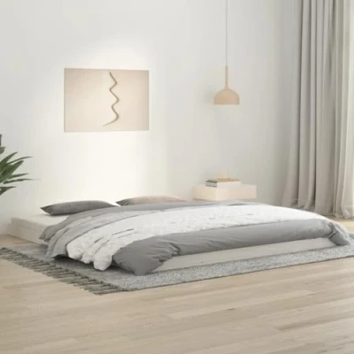 Abbildung von MNISDFL Bett kopfteil Bodenbett Schlafzimmer möbelEinzelbett Massivholzbett Weiß 180x200 cm Kiefer 6FT Super King