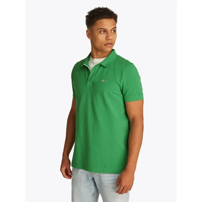 Abbildung von Tommy Jeans SLIM Placket Poloshirt, Herren, Größe: 50, Coastal green
