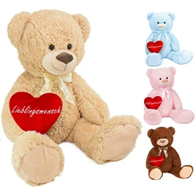 Abbildung von BRUBAKER Kuscheltier XXL Teddybär 100 cm groß mit Herz Lieblingsmensch (1 St), großer Teddy Bär, Stofftier Plüschtier