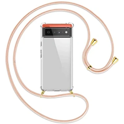 Abbildung von mtb more energy® Handykette kompatibel mit Google Pixel 6 (6.4&#039;&#039;) Rose Peach/Gold Smartphone Hülle zum Umhängen Anti Shock Full TPU Case