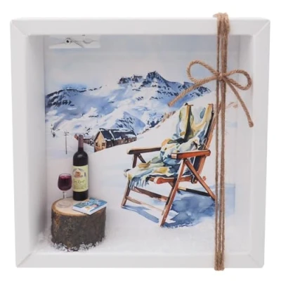 Abbildung von ZauberDeko Geldgeschenk Winterurlaub Liegestuhl Berge Schnee Entspannung Weihnachten Gutschein