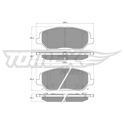 Abbildung von TOMEX brakes TX 19 59 Bremsbelagsatz Vorderachse mit akustischer Verschleißwarnung HYUNDAI: i30 III Kombi, Schrägheck, Fastback