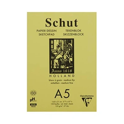 Abbildung von Clairefontaine SCH11805C Skizzenblock Shut Papier &quot;petit grain&quot; 125g, 100 Blatt 14,8x21 cm, Weiß