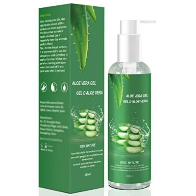 Abbildung von Aloe Vera Gel 100 Bio für Gesicht, Haare und Körper, natürliche, beruhigende pflegende Feuchtigkeitscreme, ideal trockene, beanspruchte Haut &amp; Sonnenbrand, 250 ml