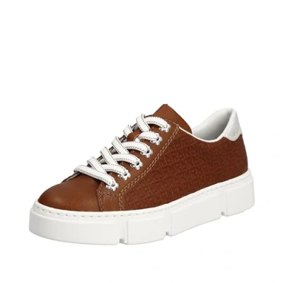 Abbildung von Rieker Freizeitschuh, Schnürhalbschuh Plateausneaker mit seitlicher Prägung, Halbschuh, Schnürschuh