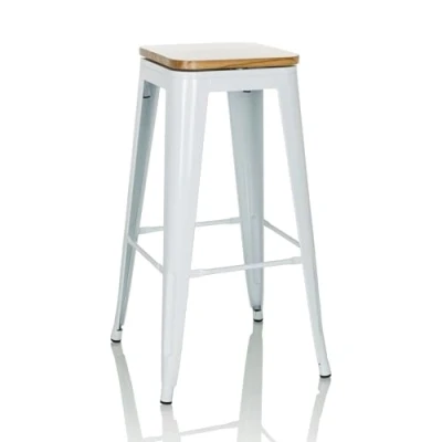 Abbildung von hjh OFFICE Barhocker drehbar VANTAGGIO HIGH WS Hocker im Industry Design stapelbar, Holz Sitzfläche 360 drehbar, Weiß
