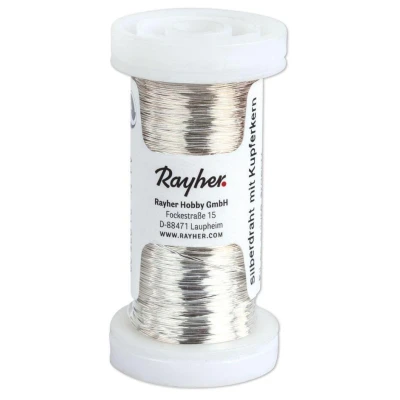 Abbildung von Rayher 2402500 Silberdraht mit Kupferkern, 0,30 mm ø, Kunststoffspule 100 m, nickelfrei, zum Basteln, Bindedraht, Wickeldraht, Schmuckdraht