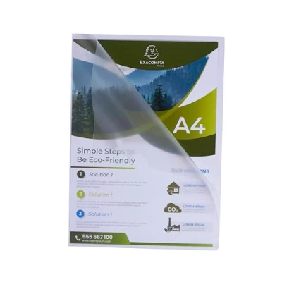 Abbildung von Exacompta 58320E 100 Stück Eckhüllen FOREVER aus recyceltem Polypropylen Dicke 12/100 Maße: 22 x 31 cm Format DIN A4 Farbe Kristall
