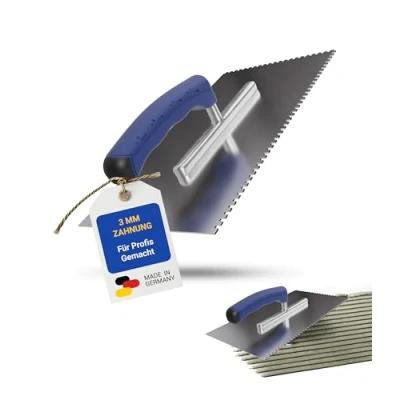 Abbildung von Karl Dahm® Softgriff Zahnkelle 3 mm Profi Glättekelle aus rostfreiem Edelstahl Ergonomischer Griff Ermüdungsfreies Arbeiten Made in Germany 10637