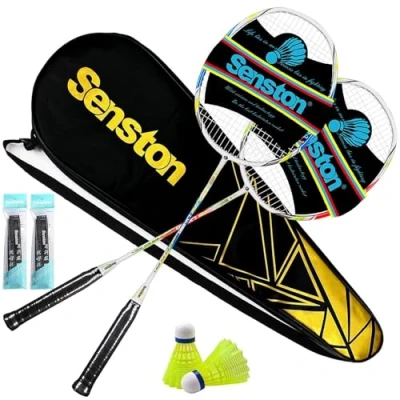 Abbildung von Senston Graphit Badminton Set Profi Badmintonschläger Leichtgewicht Schläger Federballschläger für Training, Sport und Unterhaltung mit Schlägertasche