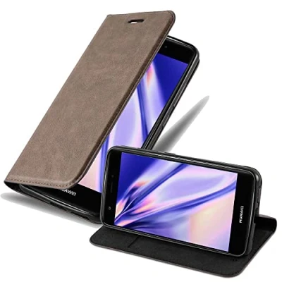 Abbildung von Cadorabo Hülle kompatibel mit Huawei NOVA aus Premium Kunst Leder Flip Klappbare Stoßfeste Magnetische [Standfunktion] [Kartenfächern] Cover für Tasche in Braun