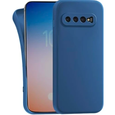 Abbildung von MyGadget Hülle kompatibel mit Samsung Galaxy S10 robuste Handyhülle TPU Case Slim Silikonhülle Back Cover Kratzfest Schutzhülle Matt Dunkelblau