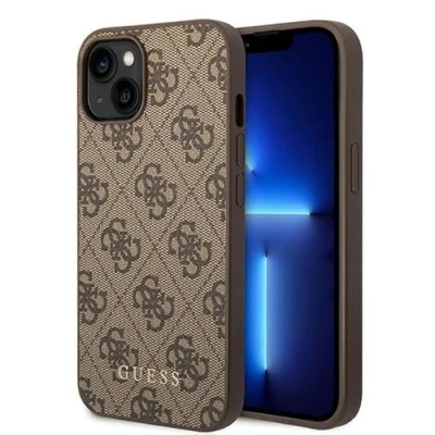 Abbildung von GUESS GUHCP15MG4GFBR Schutzhülle für iPhone 15 Plus 6,7 Zoll, Braun, Hartschale, 4G, Metall, Gold, Logo