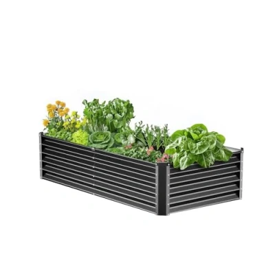 Abbildung von VEVOR Hochbeet Pflanzbeet Metall Gemüsebeet Pflanzkasten 180x90x60cm Dunkelgrau