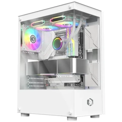 Abbildung von EMPIRE GAMING (2024 Neu) Gamer PC Gehäuse CM 241 ARGB Mid Tower Micro ATX und ITX 3 Lüfter 120 mm Pins 5 V LED RGB Adressierbar MB Sync weiß