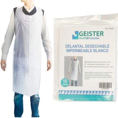 Abbildung von Sodico Einwegschürze, wasserdicht, Weiß, Einheitsgröße, 10 Stück