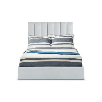 Abbildung von Songe Bett mit Stauraum + Lattenrost, Samtbezug Silber 140cm Menzzo