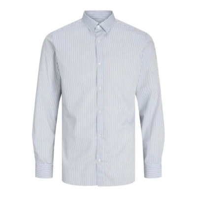 Abbildung von JACK&amp;JONES JUNIOR Jungen Jjjoe Print Shirt Ls Aw24 Jnr Hemd, Medieval Blue/Stripes:Stripe AOP, 128 EU