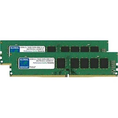 Abbildung von Global Memory 32GB (2X 16GB) DDR4 2666MHz PC4 21300 288pin ECC DIMM (UDIMM) Arbeitsspeicher RAM Kit für Server/Workstations/Motherboards