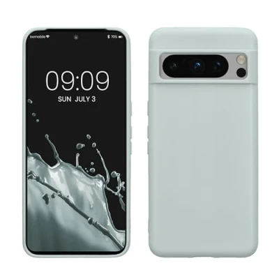 Abbildung von kwmobile Hülle kompatibel mit Google Pixel 8 Pro weiches TPU Silikon Case Cover geeignet für kabelloses Laden Cool Mint