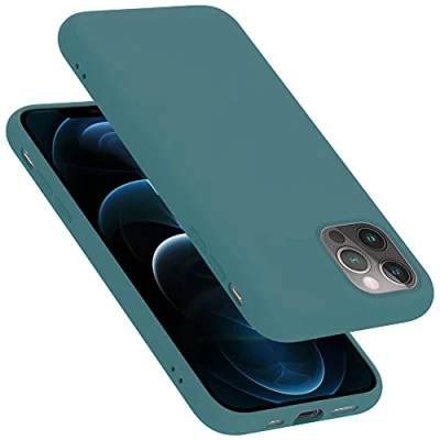 Abbildung von Cadorabo Hülle kompatibel mit Apple iPhone 12 PRO MAX Handyhülle für Case aus flüssigem Silikon stoßfeste dünne TPU Schutzhülle Liquid GRÜN