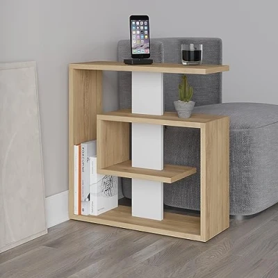Abbildung von HOCUS PICUS Saly Holz Beisteltisch Moderner Couchtisch, Sofatisch, Kaffeetisch für Wohnzimmer, Büro, Schlafzimmer 57 x 55 20 cm Weiss