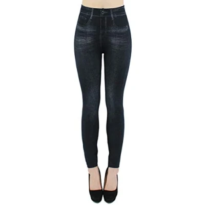 Abbildung von dy_mode Thermoleggings Thermo Leggings Damen Jeggings Gefüttert Jeans Optik Thermohose elastischem Bund