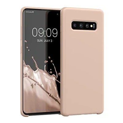Abbildung von kwmobile Hülle kompatibel mit Samsung Galaxy S10 Plus / S10+ Silikon Handy Case Handyhülle weiche Oberfläche kabelloses Laden Coconut Swirl