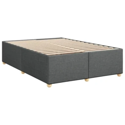 Abbildung von vidaXL Bettgestell, Bett mit Lattenrost, Bettrahmen Bettfüße, Polsterbett Doppelbett für Schlafzimmer, Dunkelgrau 140x200cm Stoff