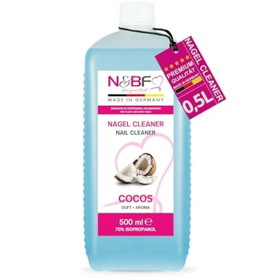 Abbildung von NAILS FACTORY N&amp;BF Nagel Cleaner mit Duft 500ml für Gelnägel Nagelreiniger Nail 70% Isopropanol Alkohol kosmetisch rein in Studioqualität zum Entfetten und Reinigen (Kokusnuss)