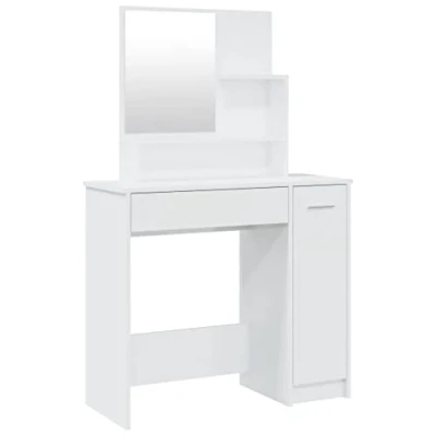 Abbildung von vidaXL Schminktisch mit Spiegel Stauraum Frisiertisch Kommode Frisierkommode Kosmetiktisch Schminkspiegel Schlafzimmer Hochglanz Weiß 86,5x35x136cm
