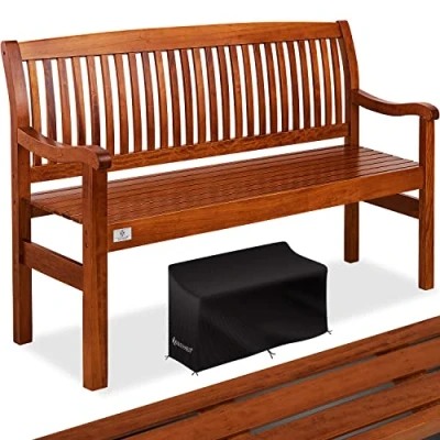 Abbildung von KESSER® Gartenbank Holz Holzbank wetterfest für 3 bis 4 Personen Parkbank aus Massivholz Sitzbank 320 kg belastbar 150 cm Balkonbank Bank Balkon Terrasse &amp; Garten inkl. Cover Dunkelbraun